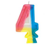 Zahlenkerze zum Geburtstag Nummer 4 regenbogenfarben
