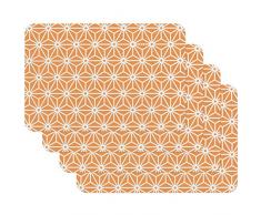 Venilia Osaka Orange Tischset Platzset für Esszimmer VINTAGE, 4er Set abwischbar Polypropylen, lebensmittelecht, 45 x 30 cm, 4 Stück, 59061, Kunststoff, Motive, 4