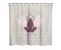 Sunlit Design Cross-Legged Position Sitzend in Pink Lotus für Yoga Meditation Stoff Duschvorhang Peaceful Bad Decor Vorhänge