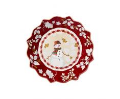 Villeroy & Boch Toys Fantasy Schale groß, Schneemann, dekorative Schale für Plätzchen und Gebäck, Premium Porzellan, rot, bunt