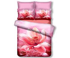 DecoKing 00779 Bettwäsche 200x200 cm mit 2 Kissenbezügen 80x80 Amarant 3D Microfaser Bettbezug Blumenmuster rosa Nectario