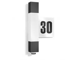 Steinel LED Wandleuchte L 630, inklusive Hausnummer, 360 Grad Sensor, 8 m Reichweite, Softlicht, Dauerlicht, UV-beständiger Kunststoff, Integriert, 8.2 W, Anthrazit, 6.5 x 21.1 x 36.4 cm