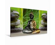 Premium Textil-Leinwand 120 cm x 80 cm quer Ein Motiv aus dem Kalender Buddha und Yin Yang | Wandbild, Bild auf Keilrahmen, Fertigbild auf echter Leinwand, Leinwanddruck