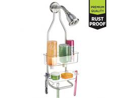 iDesign Zia Dusch-Caddy Organizer aus Aluminium für Shampoo, Conditioner, Seife-Silberfarben, Silber, 24,25 cm x 11,5 cm x 57,25 cm