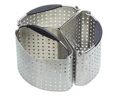 Kitchencraft Edelstahl Topf Körbe mit Trennwand, 20 cm – Metallic, Set mit 3 Stück.