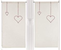 Linder 0169 /06/64504/415/45 Cornely Vorhang, 45 x 90 cm, WeiÃ/Rot, 1 Paar
