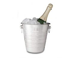 Relaxdays Sektkühler Edelstahl mit Griffen, Eiseimer für Wein & Champagnerflaschen, Party, Hochzeit, Ø 21,5 cm , Silber
