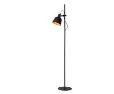 Lucide PIA Stehlampe, Stahl, 40 W, Schwarz, Mattes Gold