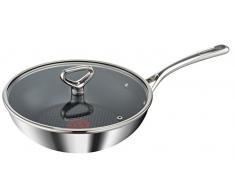 Tefal e4752044 Reserve Collection Rapsodie 28 cm + Deckel Edelstahl, für alle Herdarten Induktion Pfanne Wok, grau