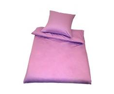 Kinzler B-10000/22 hochwertige Baumwoll-Satin Bettwäsche Uni, modern, 80x80 + 135x200 cm, Flieder