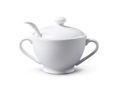 WM Bartleet & Sons 1750 Porzellan-Topf mit Deckel und Löffel, weiß, 13 cm