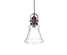 Relaxdays Pendelleuchte mit klarem Glasschirm HBT: ca. 133 x 23 x 23 cm Deckenleuchte höhenverstellbar aus Glas für eine Lampe im Industrial-Look Hängelampe in modernem Design Deckenlampe, transparent