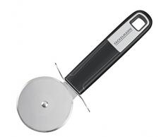 FACKELMANN Pizzaschneider 18 cm Sense, Pizzaroller aus rostfreien Edelstahl mit rutschfestem und ergonomischem Soft-Touch-Griff aus Kunststoff, (Farbe: Silber/Schwarz), Menge: 1 Stück