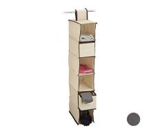Relaxdays Hängeregal 6 Fächer mit 2 Schüben für Kleiderschrank, faltbar, HxBxT: ca. 82 x 14,5 x 30 cm, beige