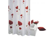 GRUND Duschvorhang PAPAVERO 180x200 cm weiss-rot