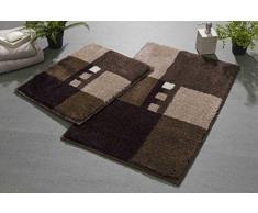 Linea Due Badteppich 100% Polyacryl, ultra soft, rutschfest, MERKUR, Set 2-teilig o.A. 2 SET, braun