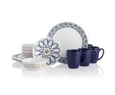 Corelle 3939 Amalfi Azul Tafelservice 16-teilig aus Vitrelle-Glas