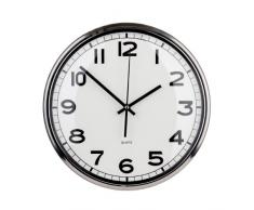 Premier Housewares Silberne gefütterte Wanduhr aus Metall, Chrom, Silber, 7x32x32