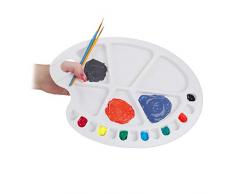 Relaxdays Mischpalette für Farben, Malpalette mit Griffloch, für Schule und Künstler, mit 20 Mulden, Kunststoff, weiß