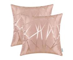 CaliTime Kissenbezüge Kissenhülle Packung mit 2 Dekokissenbezüge Cases für Couch Sofa Home Decor Modern Shining & Dull Contrast Dreiecke Abstrakte Linien Geometrisch 40cm x 40cm Dusty Pink