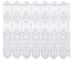 Plauener Spitze by Modespitze, Store Bistro Gardine Scheibengardine mit Stangendurchzug, hochwertige Stickerei, Höhe 49 cm, Breite 144 cm, Weiß