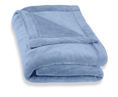 CelinaTex Montreal Kuscheldecke 150 x 200 cm hell blau Coral Fleece Wohndecke Mikrofaser Tagesdecke Sofadecke