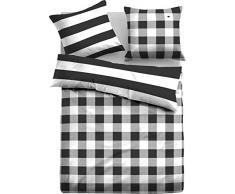 TOM TAILOR 0069838 Satin Bettwäsche Garnitur mit Kopfkissenbezug (Baumwolle) 1x 200x200 cm + 2X 80x80 cm, weiß