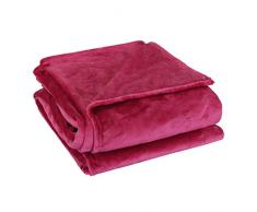 sourcing map Kuscheldecke Tagesdecke weiche & warme Fleecedecke als Sofadecke Couchdecke Wohn- und Kuscheldecke Wolldecke aus samtweichem Plüsch Burgunder-Rot 150x200cm