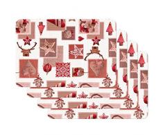 Venilia Tischset Platzset für Esszimmer Santa Love, 4er Set abwischbar Polypropylen, lebensmittelecht, 45 x 30 cm, 4 Stück, 59066, Kunststoff