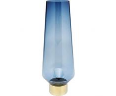 Kare Design Vase Noble Ring Blau 60cm, Blaue Glasvase mit Sockel in der Farbe Gold, moderne Deko Vase, in verschiedenen Ausführungen erhältlich (H/B/T) 60x21,5x21,5cm