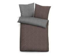 biberna 0840500 Melange-Flanell Uni Bettwäsche Garnitur mit Kopfkissenbezug mit Paspel (Baumwolle) 1x 155x220 cm + 1x 80x80 cm, frappé