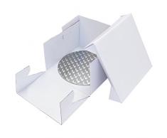 PME Runde Tortenplatte und Tortenschachtel 22 cm, Kunststoff, Weiß, 23 x 23 x 15.2 cm