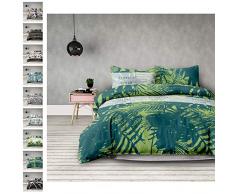 AmeliaHome Averi grün 4tlg Bettwäsche, Baumwolle, Rainforest, 2 x 135x200 + 2 x 80x80