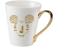 Ambition 92601 Disney 320 ml Trinkbecher Porzellanbecher Teebecher Kaffeebecher Kinder Tasse Geschenk modern elegant Gold Porzellan mit Henkel Mickey Minnie Maus