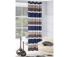 Eurofirany ZAS/ERIC/GR+KAKA Vorhang Eric mit Ãsen, gestreift, 140 x 250 cm, dunkelblau / braun