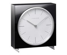 Tischuhr max Bill, FUNKUHRWERK Schwarzes Holzgehäuse mit Strichblatt, schwarz