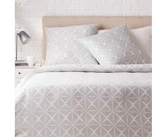 AmazonBasics - Bettwäsche-Set, Satin - 260 x 240 cm / 65 x 65 cm x 2, Quarz-Grau