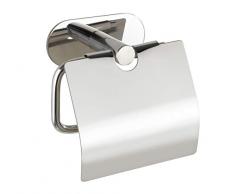 WENKO Turbo-Loc Toilettenpapierhalter mit Deckel Orea Shine, Befestigen ohne bohren, Papierrollenhalter mit Deckel zum Schutz, massive Qualität aus rostfreiem Edelstahl glänzend, 14 x 12,5 x 7 cm