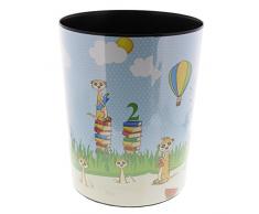 Goldbuch Papierkorb, Erdmännchen, 12 Liter, Kunststoff, Blau/Grün, 82029