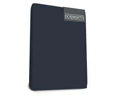 Bed-Fashion Dormisette Elasthan Split Topper Spannbettlaken, Mako-Satin, Marineblau, King, 180 x 200 cm