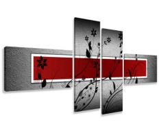 Visario Leinwandbilder 6535 Bild auf Leinwand, 160 cm fertig gerahmte Bilder, 4 Teile, rot