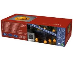 Konstsmide 6138-103 LED Dekolichterkette mit Acrylkürbise / für Außen (IP44) / VDE geprüft / Batteriebetrieben: 4xAA 1.5V (exkl.) / 6h Timer / 16 warm weiße Dioden / transparentes Kabel