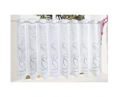 Gardinenbox Transparente Scheibengardine aus Voile, 40x120, Welle, luftiger Voile mit gesticktem Muster, 42002