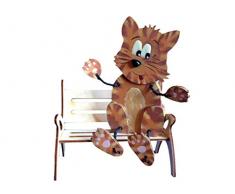 Petras Bastel News A-KZH3414GB Bastelset, Schlenker-Katze mit Gartenbank, Holz