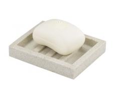 WENKO 18168100 Seifenschale Vico - Seifenschale, Sand-Optik, Polyresin, 12.2 x 2 x 10 cm, Beige