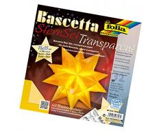 folia 814/1515 - Bastelset Bascetta Stern, Transparent gelb, 15 x 15 cm, 32 Blatt, fertige Größe des Papiersterns ca. 20 cm, mit ausführlicher Anleitung - ideal zur zeitlosen Dekoration