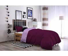 Italian Bed Linen Natural Color Doubleface Bettbezug, 100% Baumwolle, Lila/Pflaume, Einzelne