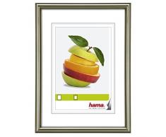 Hama Sevilla Bilderrahmen, DIN A4 (21 x 29,7 cm) mit Passepartout 15 x 20 cm, hochwertiges Glas, Kunststoff Rahmen, zum Aufhängen, grau