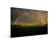 Calvendo Premium Textil-Leinwand 120 cm x 80 cm quer, Regenbogen in Klein Wesenberg | Wandbild, Bild auf Keilrahmen, Fertigbild auf echter Leinwand, Leinwanddruck Natur Natur