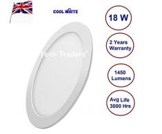 Tech Traders 18 W Decke, rund, ultradünn, 6000 K, kaltweiß, 1450 Lumen für Küche Esszimmer (LED-Treiber im Lieferumfang enthalten), Integriert, 18 W